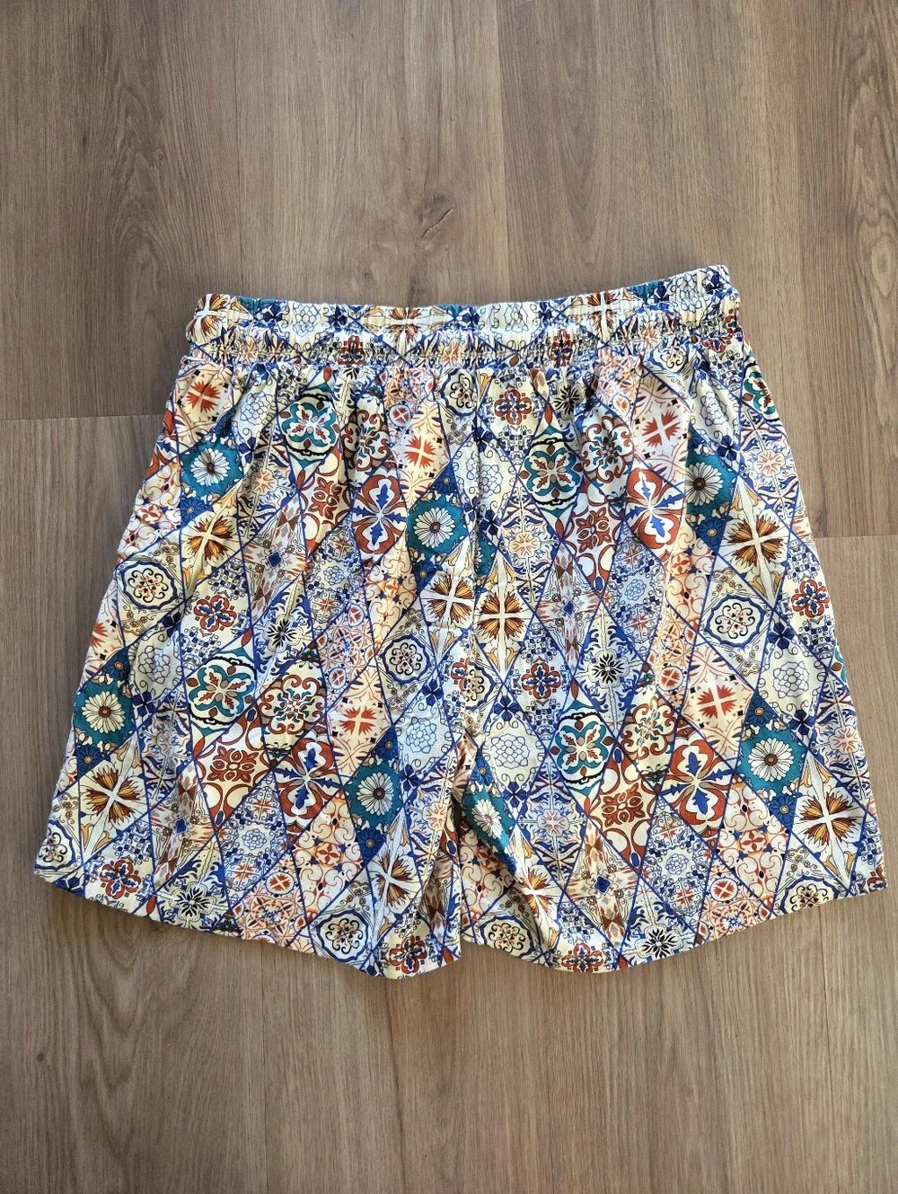 Thomas Collection Taborne Tropical Drawstring Shorts L Vacay Resort Preppy Ecru